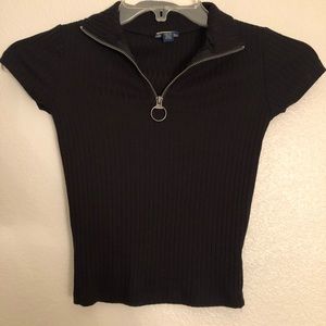 Aeropostale black quarter zip ribbed top